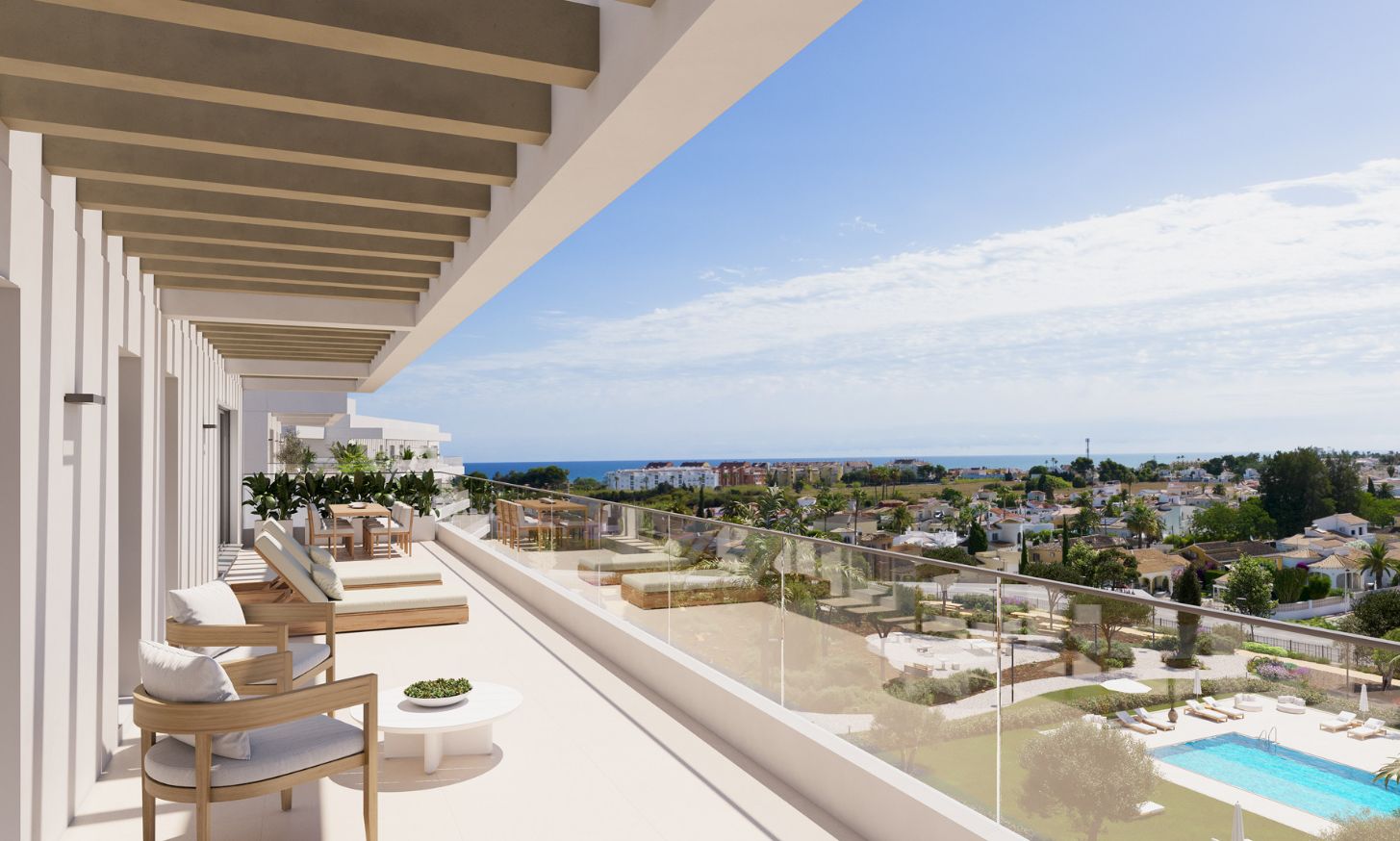 Appartement moderne avec piscine, salle de gym et grandes terrasses